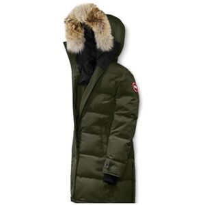 Shelburne Genuine Coyote Fur Trim Down Parka / Military Green